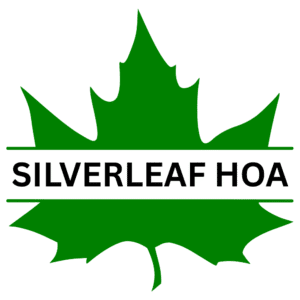 green leaf with silverleaf hoa text